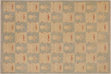 handmade Transitional Kafkaz Chobi Ziegler Lt. Blue Beige Hand Knotted RECTANGLE 100% WOOL area rug 9 x 12